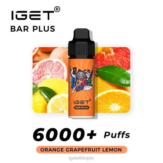 Nicotine Free Online IGET Vapes Bar Plus Vape Kit B2066372 Orange Grapefruit Lemon