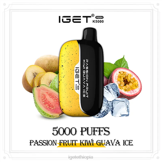 Online IGET Vapes Moon 5000 Puffs B2066212 Passion Fruit Kiwi Guava Ice